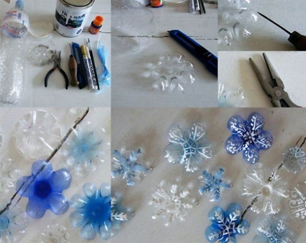 flakes snow-paper-DIY-plastic bottle