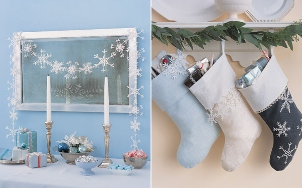 flaked snow-paper-DIY-socks-Christmas-wreath-elegant candle-white