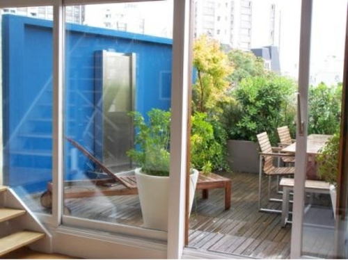 plan water balcony apartment paris xeme district plants blue yellow-door-window-interior