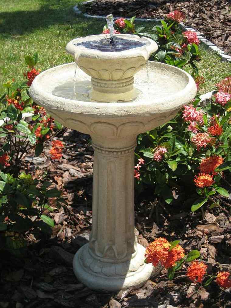 solar garden white stone fountain