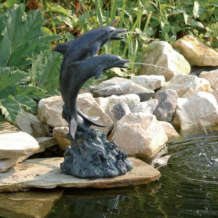 solar waterfall garden fountain dolphin
