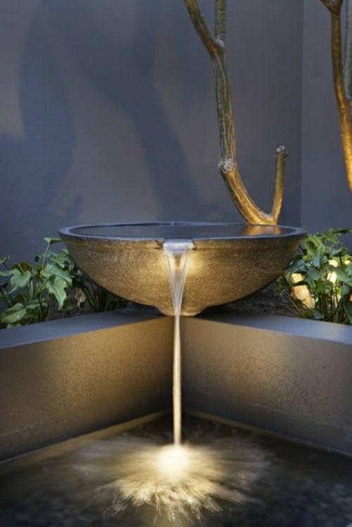 garden fountain bowl gray jet