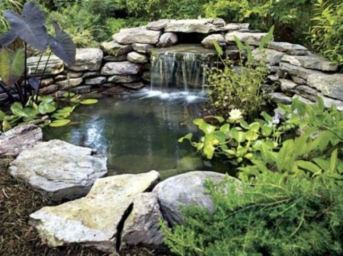 fountain garden pond pond water stone