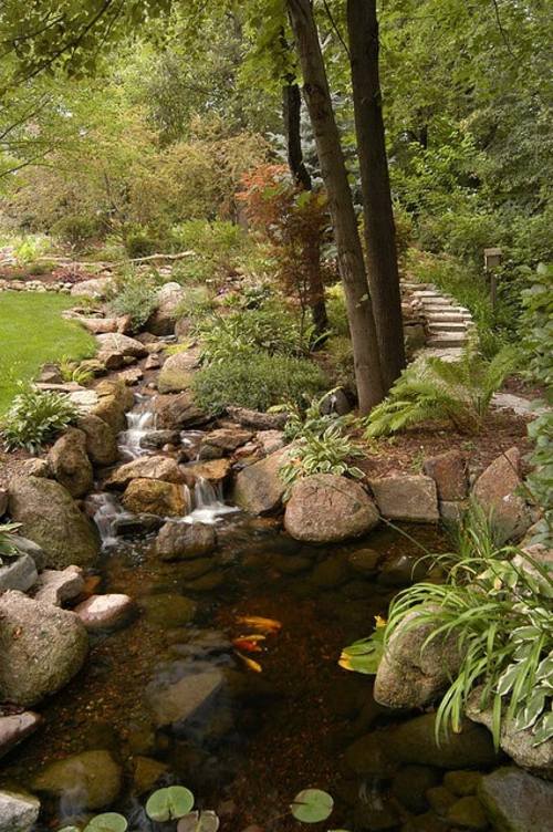 fountain garden waterfall water forest drill