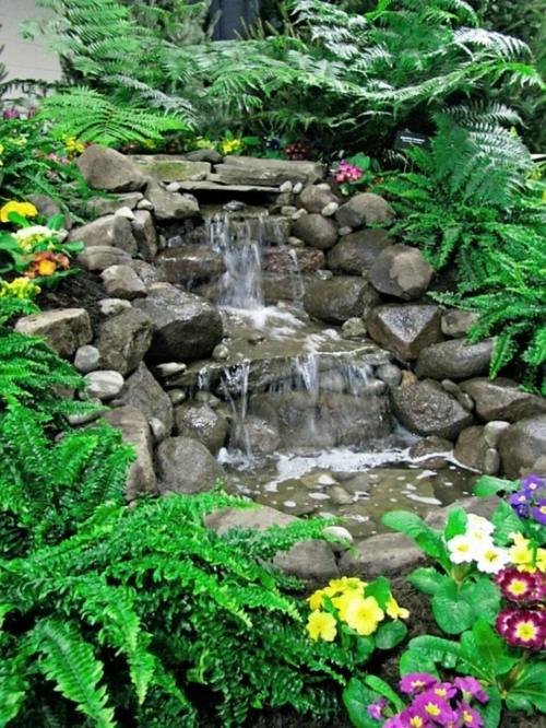 fountain blooming garden plant agrement amenagement