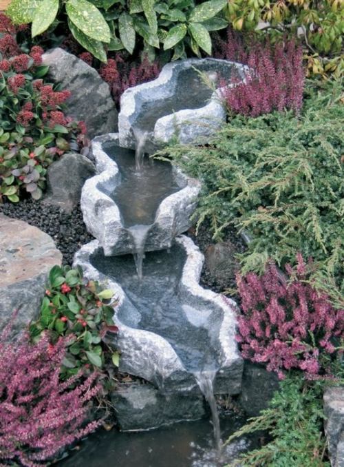 garden fountain stone washbasin waterfall waterfall