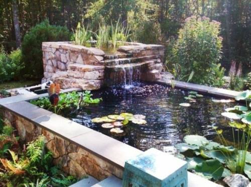 fountain garden pool waterfall rectangle plan water