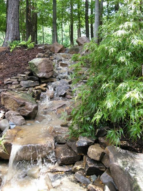 fountain garden creek stone forest plant