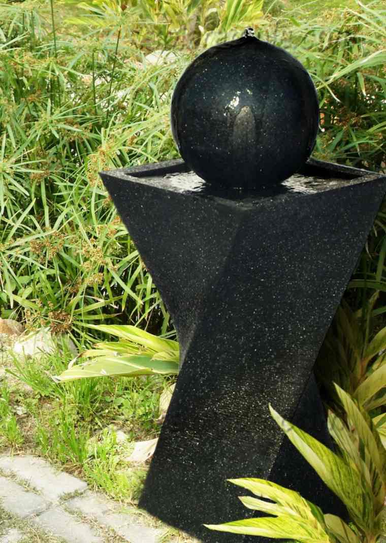 black outdoor fountain ball outdoor landscaping