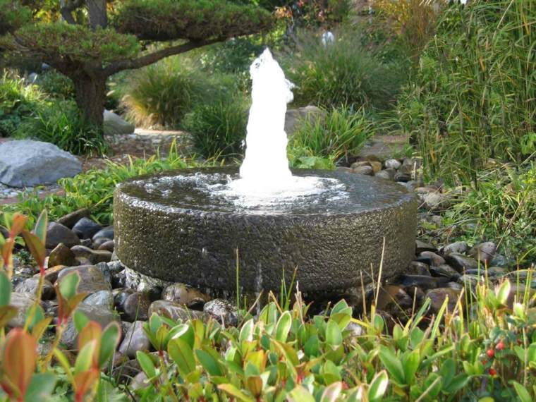 zen garden japanese style outdoor fountain stones deco ideas