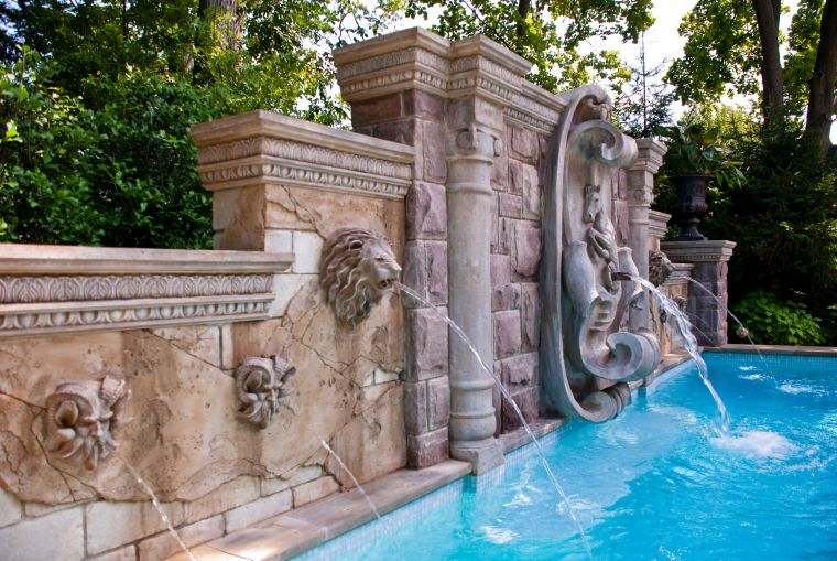 stone fountain pool outdoor deco