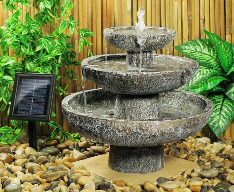 solar waterfall garden fountain stone
