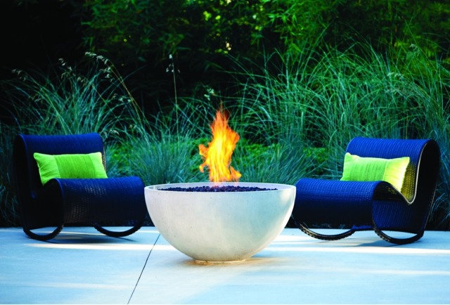 outdoor fireplace concrete bowl spherical basin