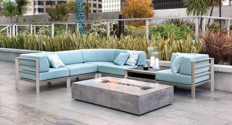 outdoor fireplace terrace design concrete