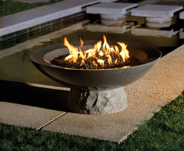 outdoor fireplace stone size smooth polished washbasin