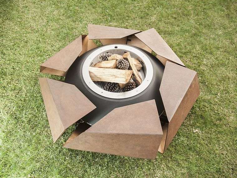 outdoor fireplace brazier deco terrace barbecue steel corten