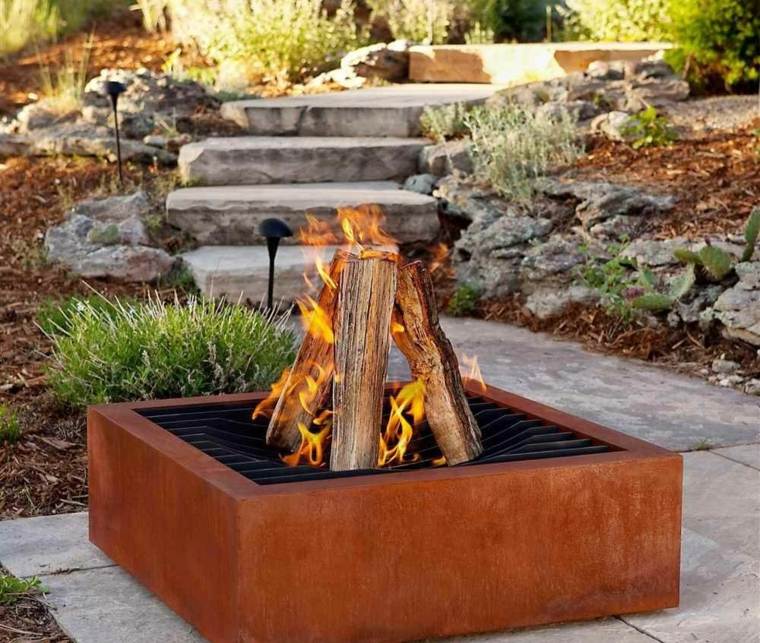 modern fireplaces outdoor effect corrosion