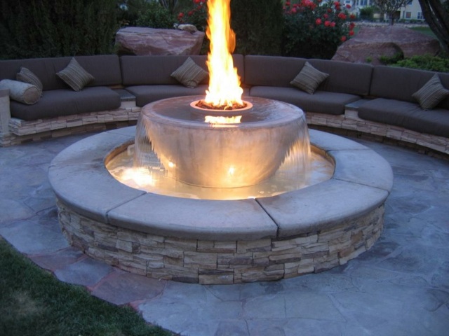 outdoor fireplaces fountain water fire bowl sink silver