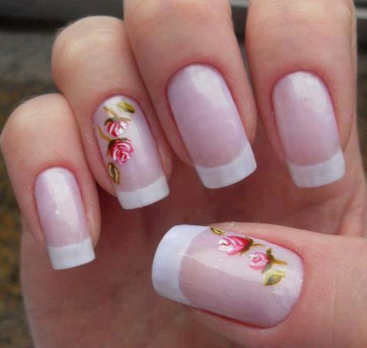 french manicure floral patterns