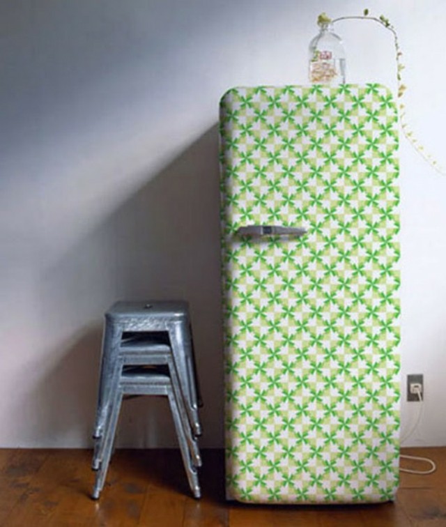 white green design fridge