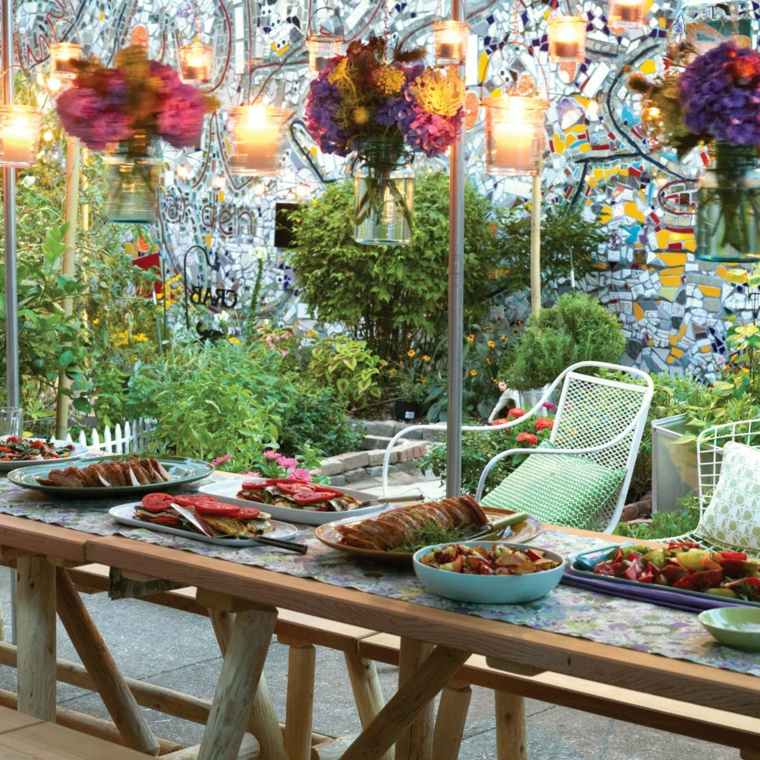 garden party with festive table