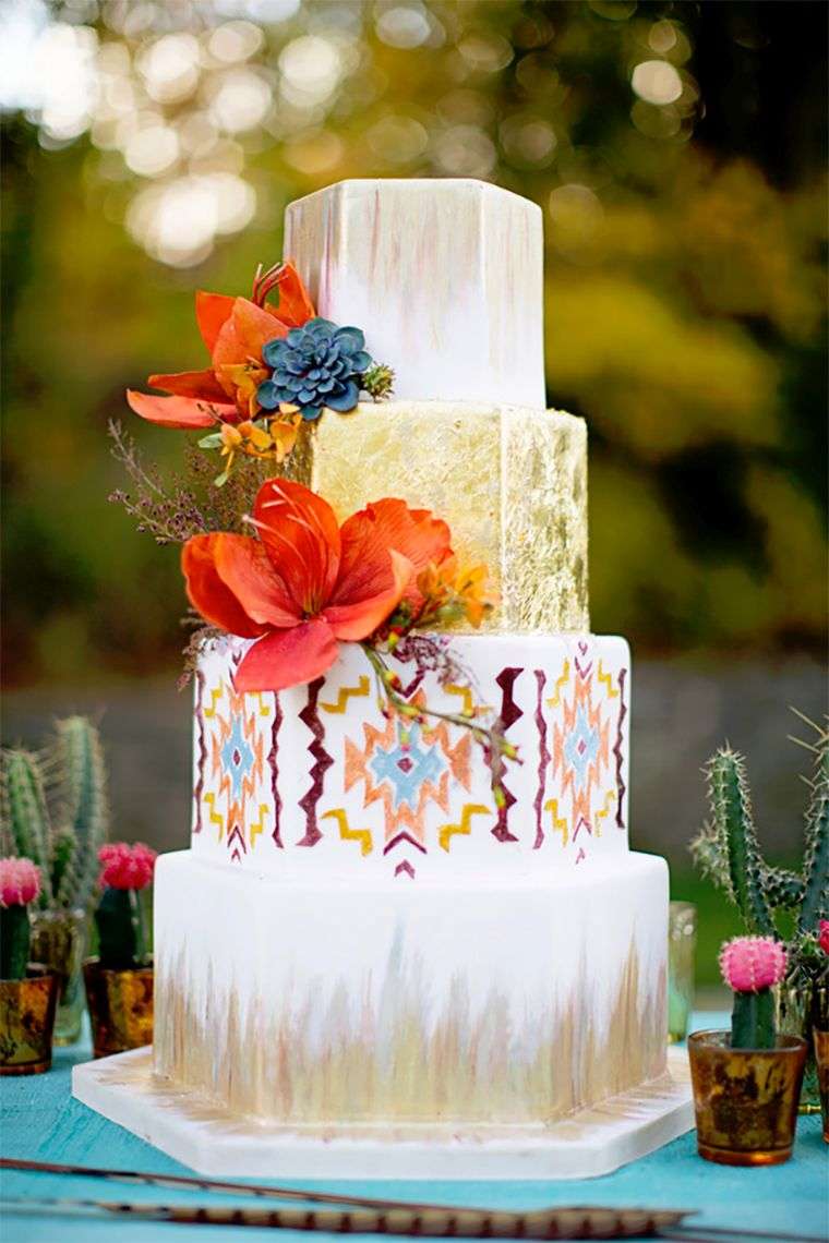 originale bryllupskake stil-bohemian-chic-blomster