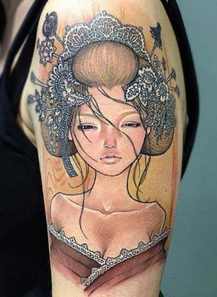 geisha tattoo-arm-style-Japanese-models