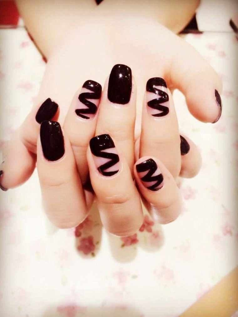 manicure trend black deco nail idea