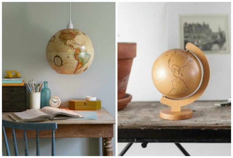 globe hanging on foot deco office wooden chair