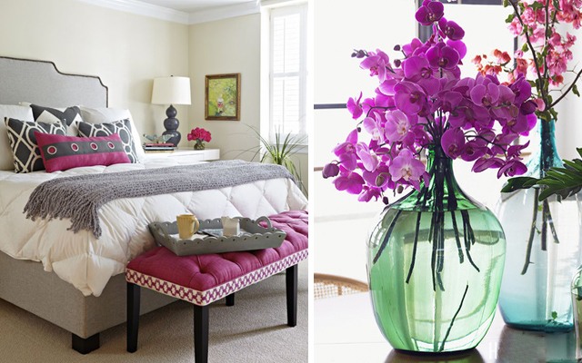 large bouquet orchids purple bedroom
