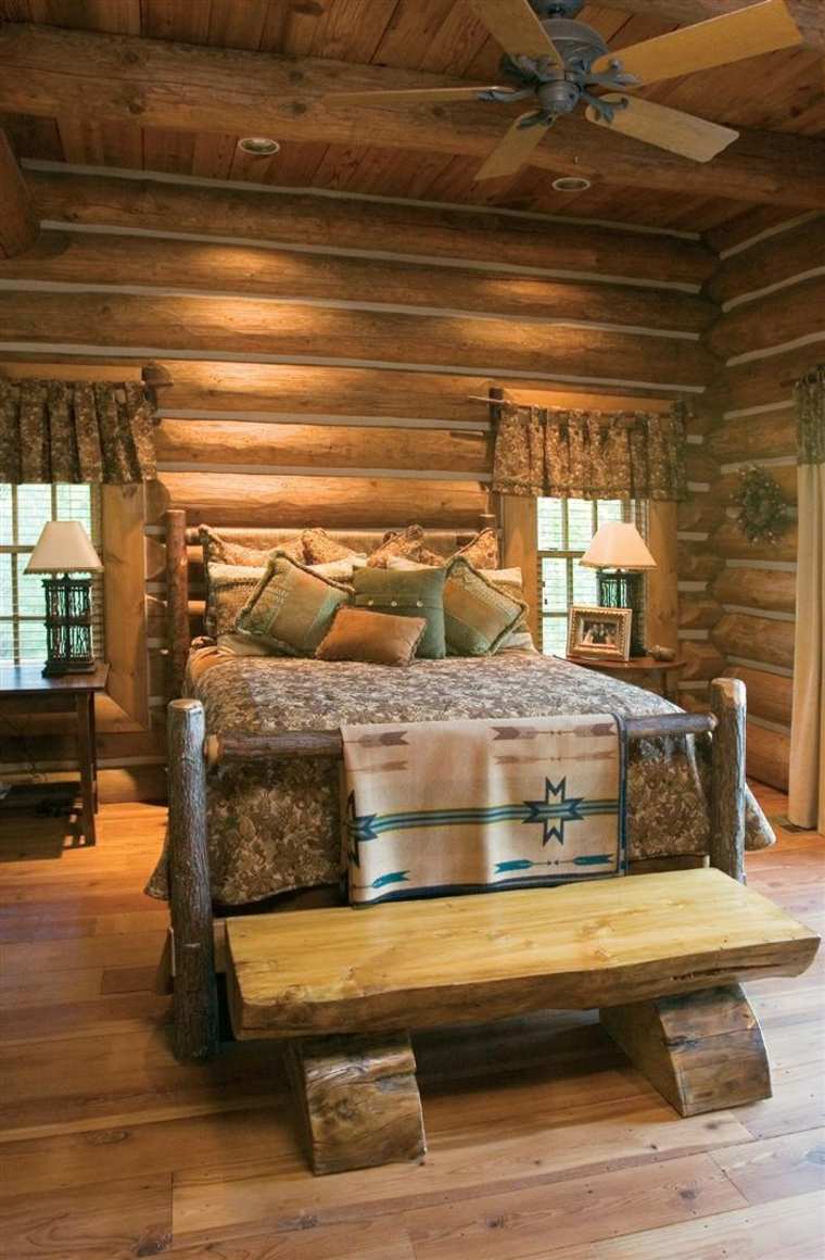 bedroom style countryside rustic bed wooden bench design idea