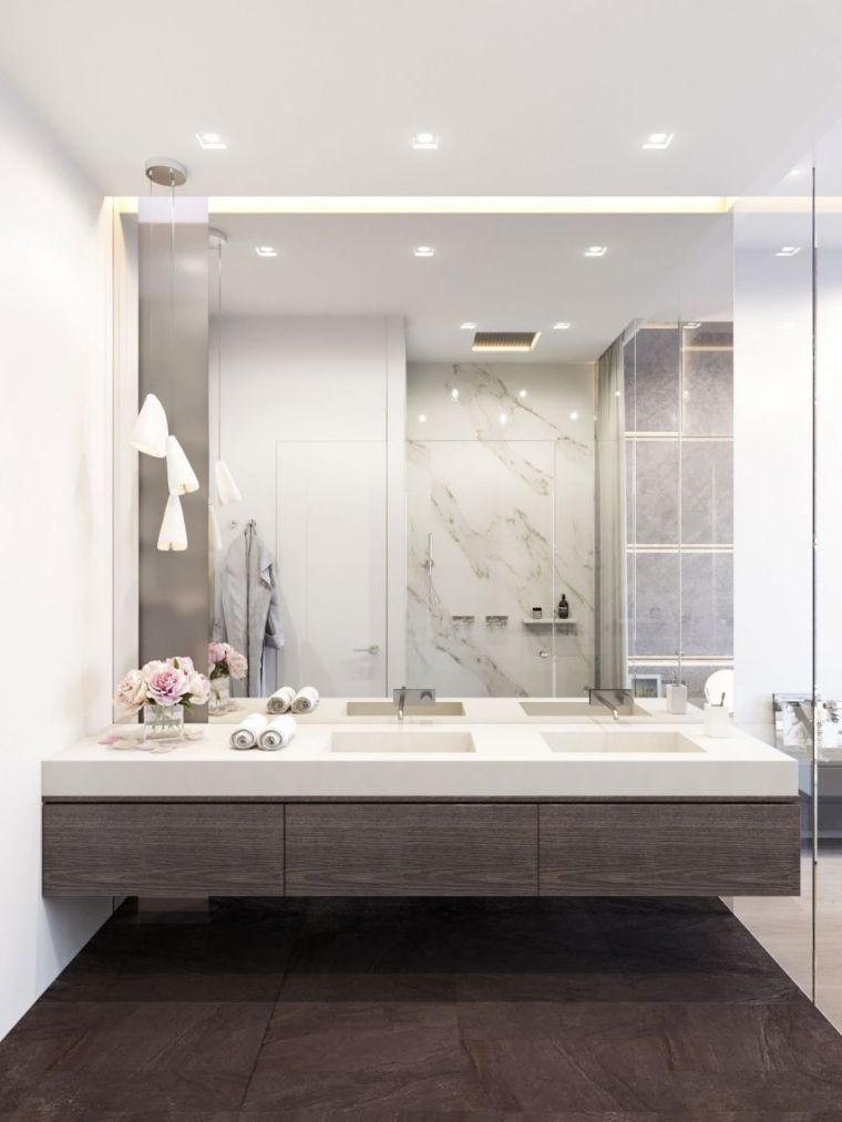 large mirror contemporary marble bathroom idea decoration trend