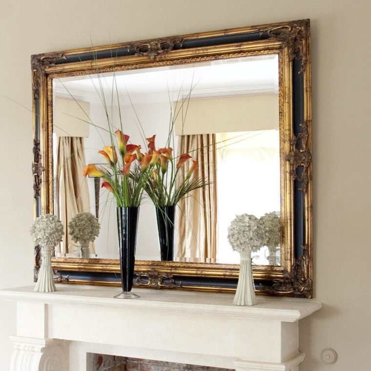 large mirror decoration fireplace