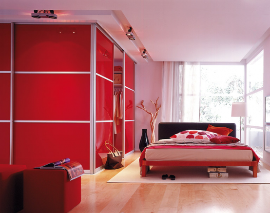 big red wardrobe modern room