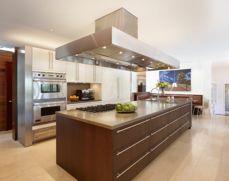 kitchen design idea central island extractor hood