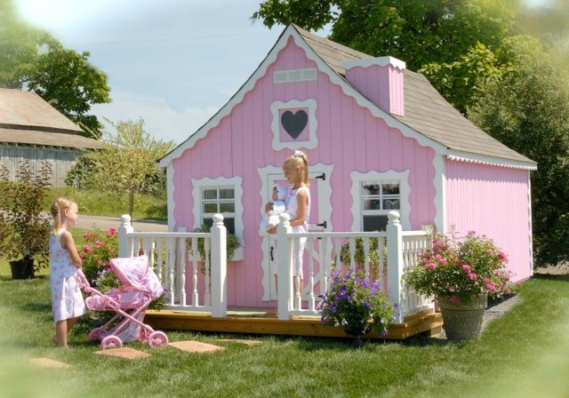 big house child garden pink girls