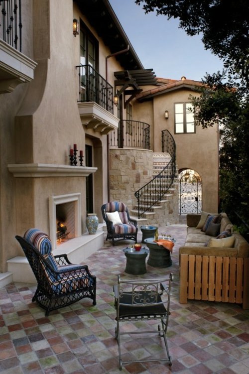 large stylish house terrace