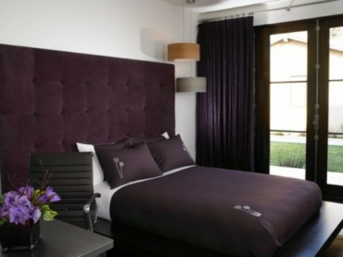 big head purple bed modern bedroom