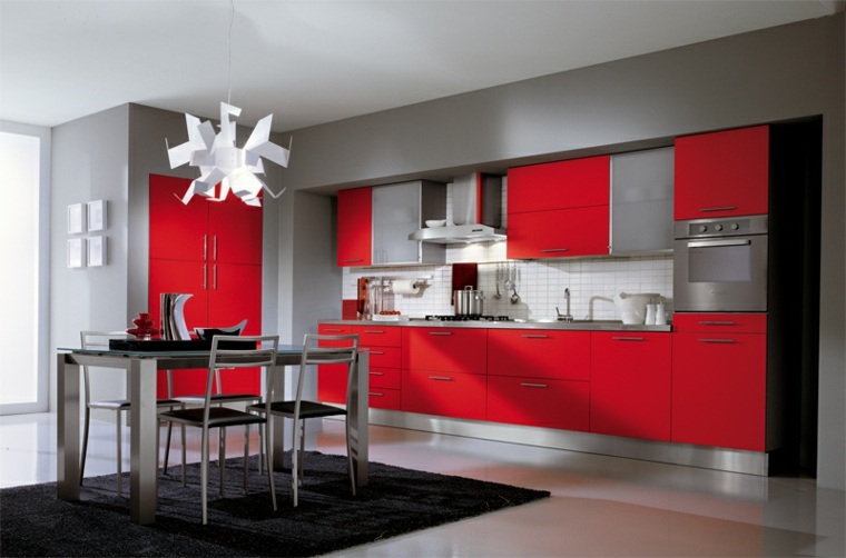 grå kjøkken og rød design belysning hvit moderne design ide kjøkken layout