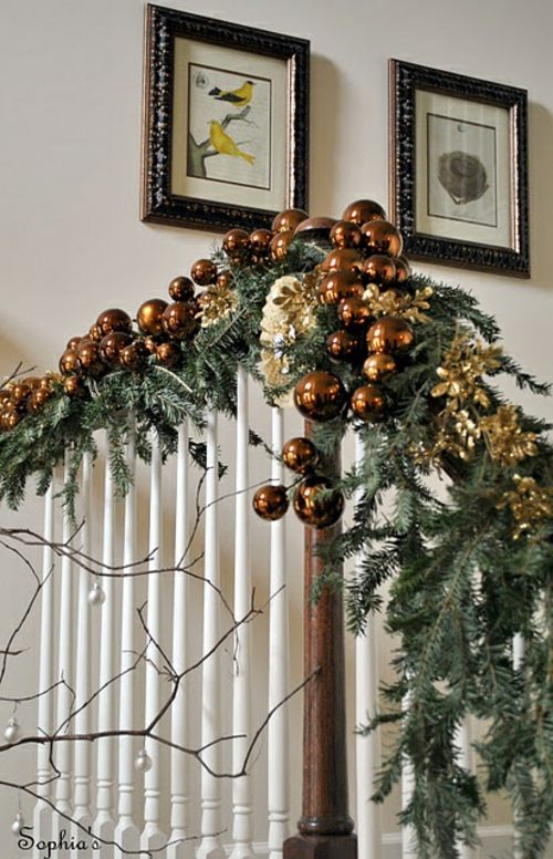 garland balls christmas stairway