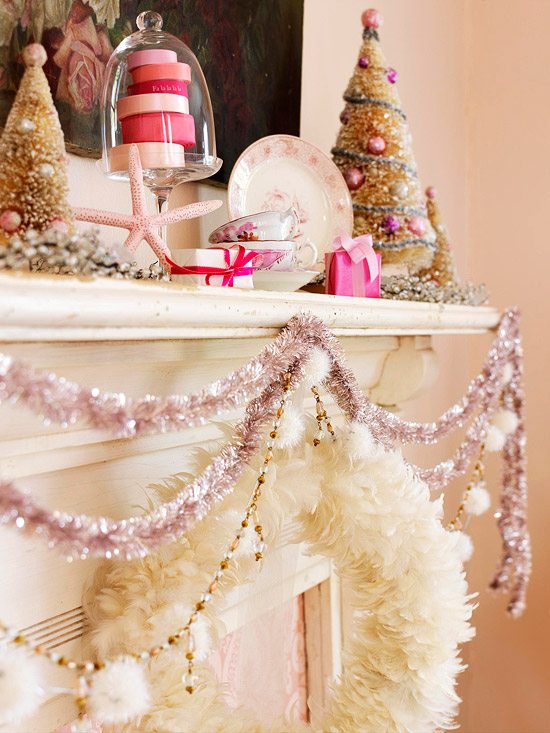 pink christmas garland