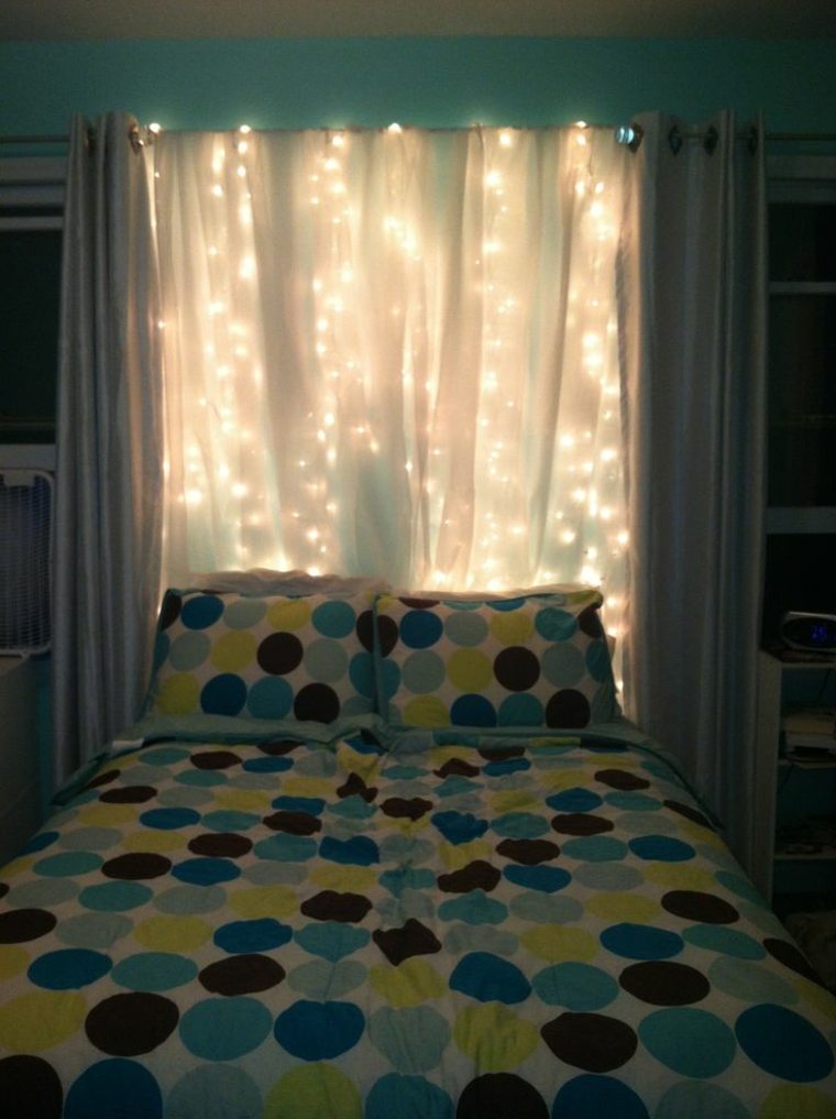 headboard bedroom idea garland light bedroom lighting