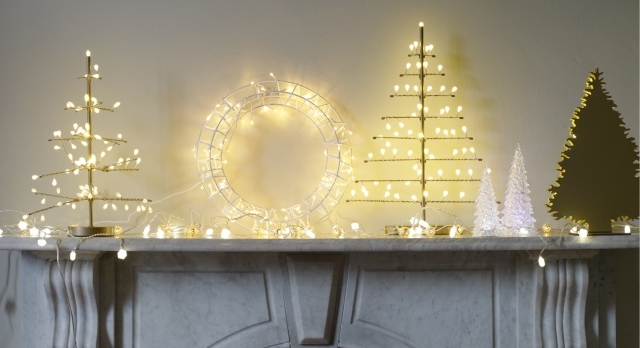 light garlands-Christmas-small-trees-decorative-garlands-bright garlands lights