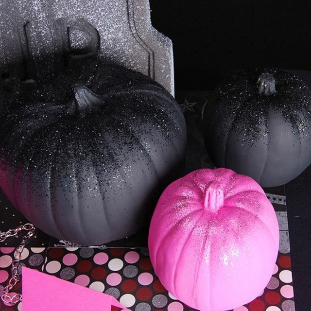gresskar halloween deco idé gresskar svart glanset rosa