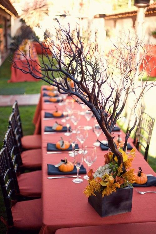 halloween deco wedding tablecloth pumpkin red