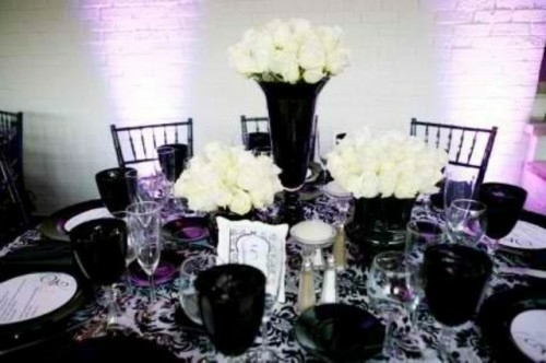 halloween deco wedding black pink white vase