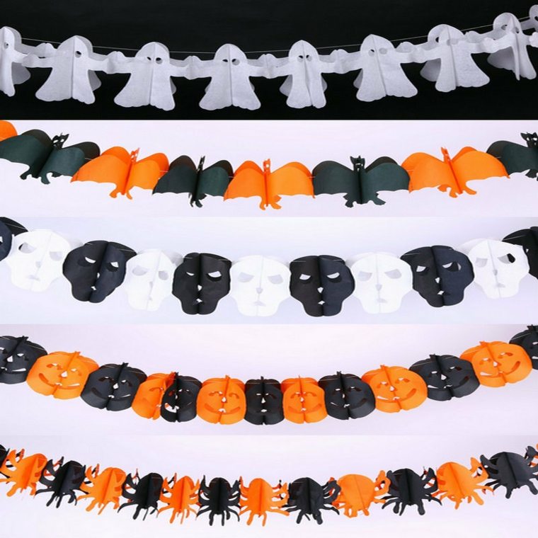 halloween dekorasjon krans ideen papir diy