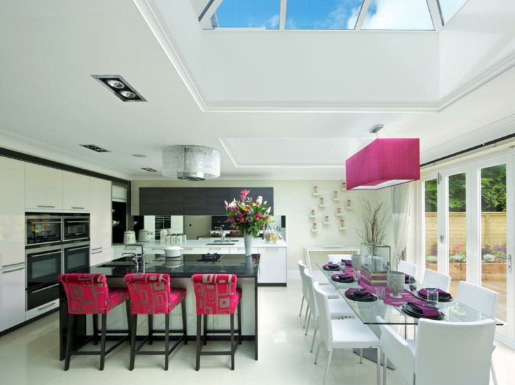 deco modern kitchen pink accents