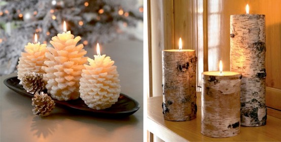 idea-deco-Christmas-candles-apples-pin-white-aspect-bark-birch Christmas decorating idea