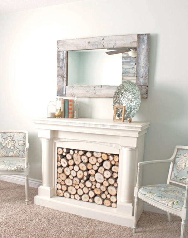 deco idea wood fireplace